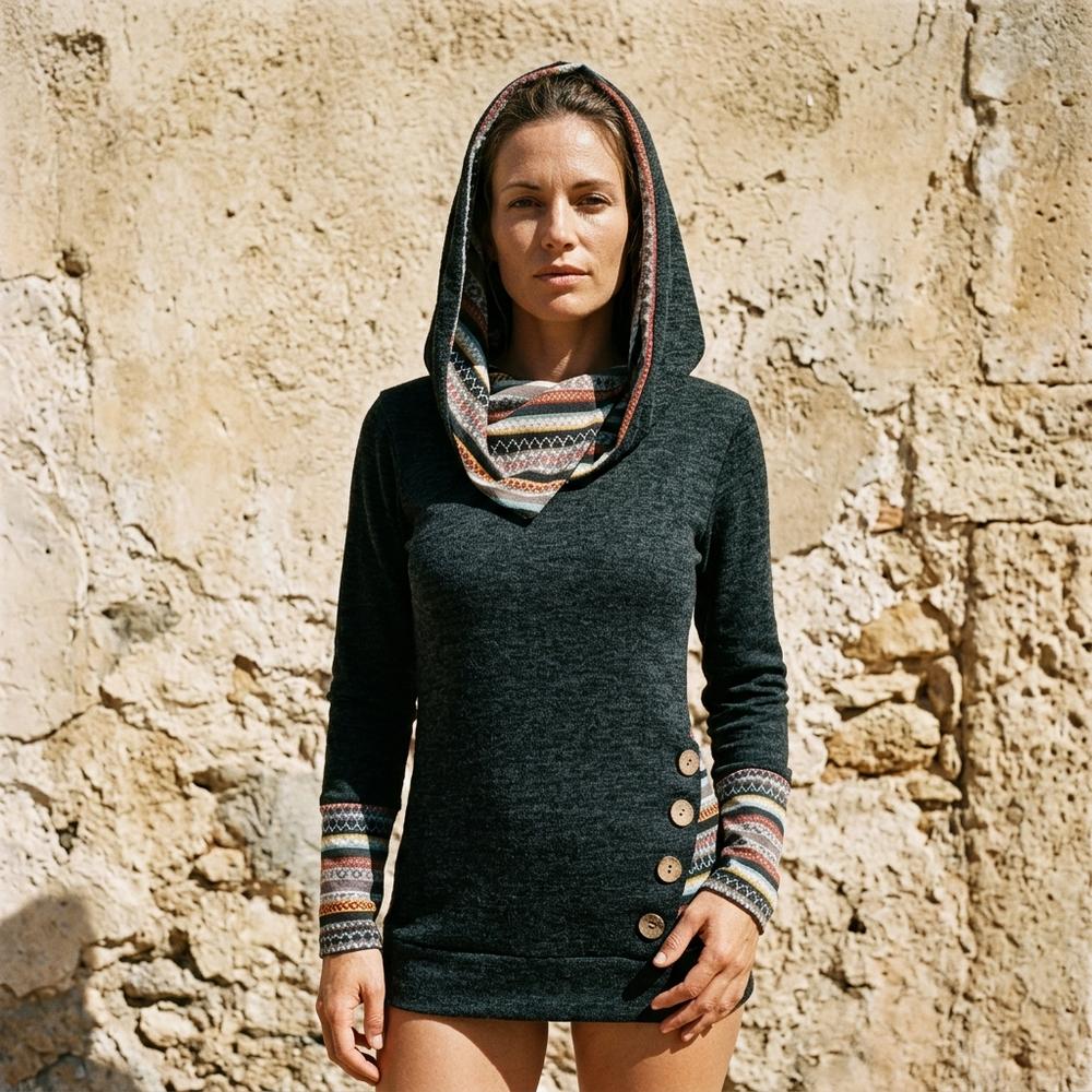Heidi Outlet - Ravel | Melierter Geraffter Hoodie