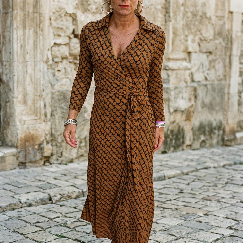 Heidi Outlet - Leram | Gemustertes Langärmliges Kleid