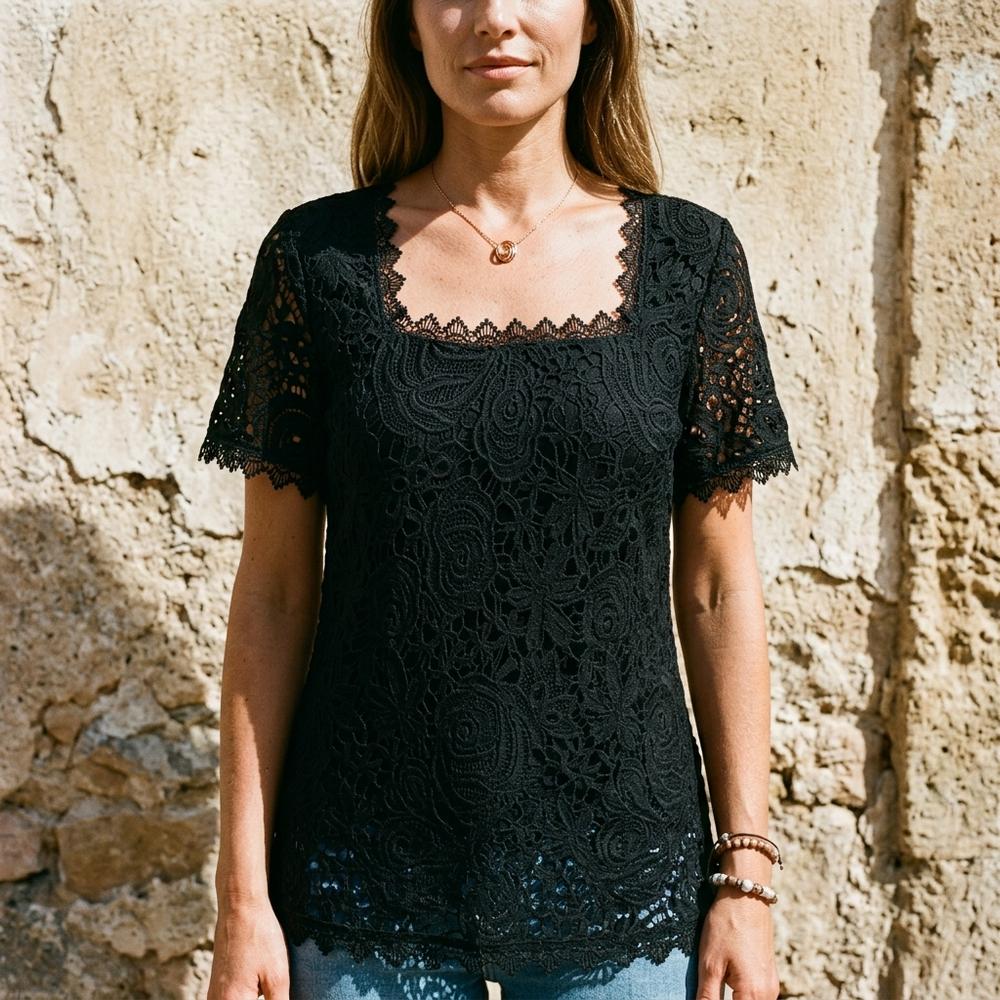 Heidi Outlet - Midar | Kurzärmlige Florale Bluse