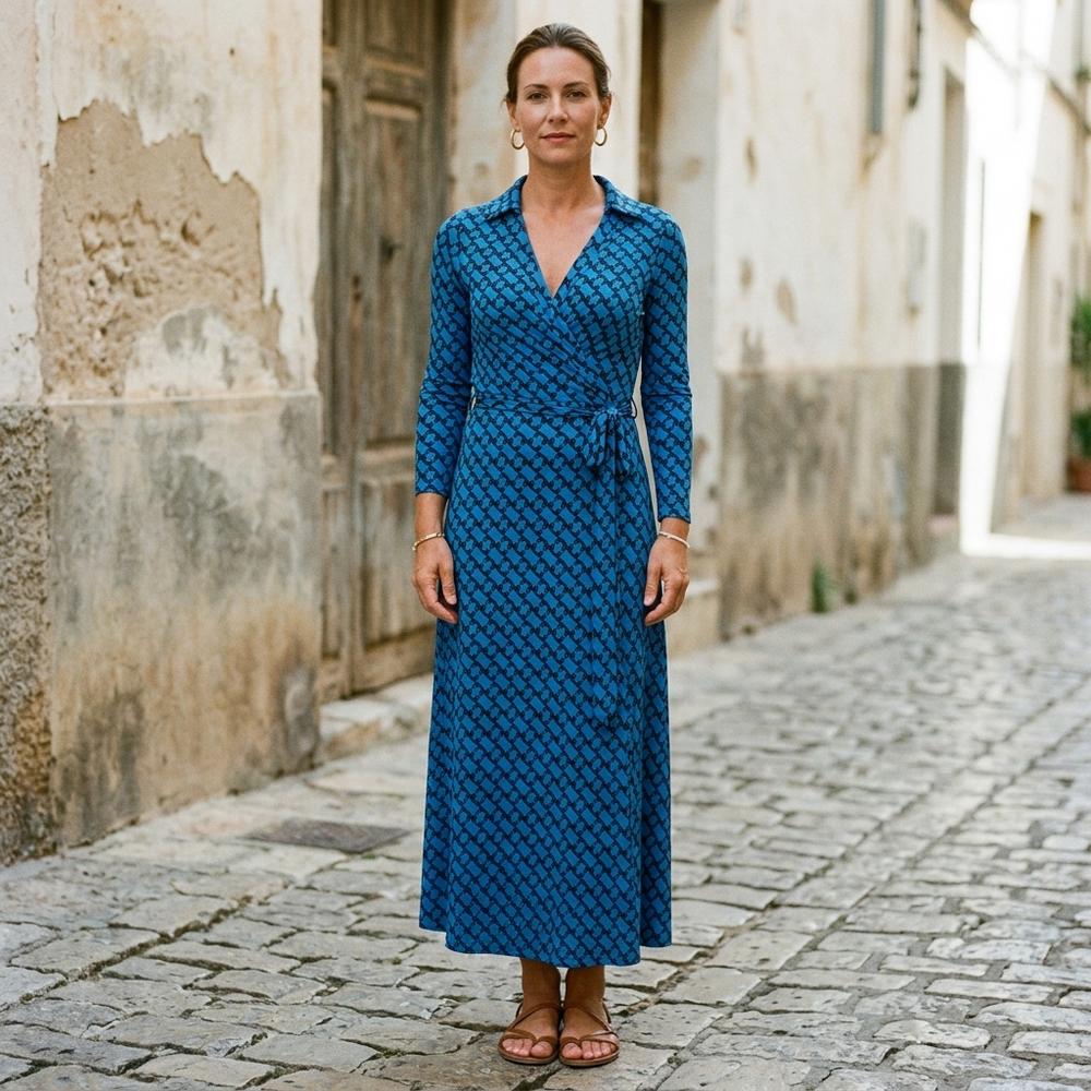Heidi Outlet - Leram | Gemustertes Langärmliges Kleid