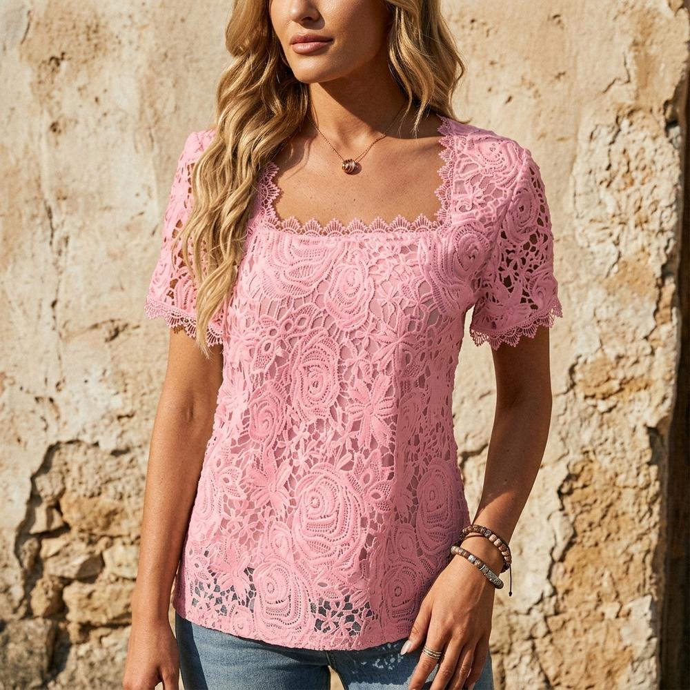 Heidi Outlet - Midar | Kurzärmlige Florale Bluse