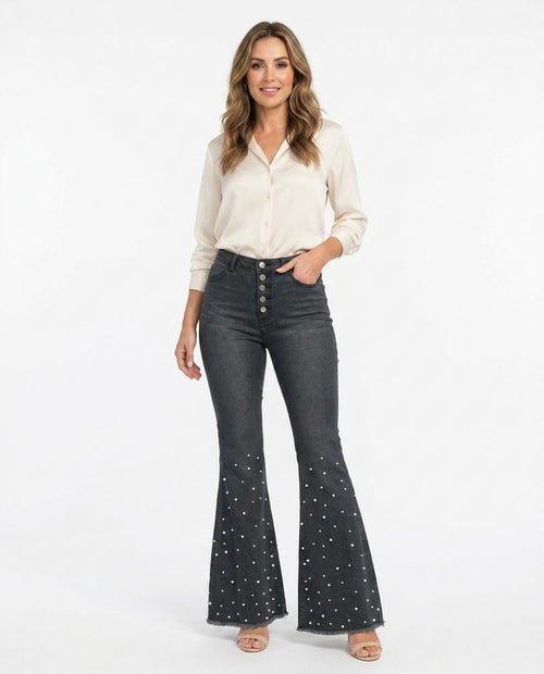 Heidi Outlet - Cakar | Hochgeschnittene Perlenbesetzte Hose Damen
