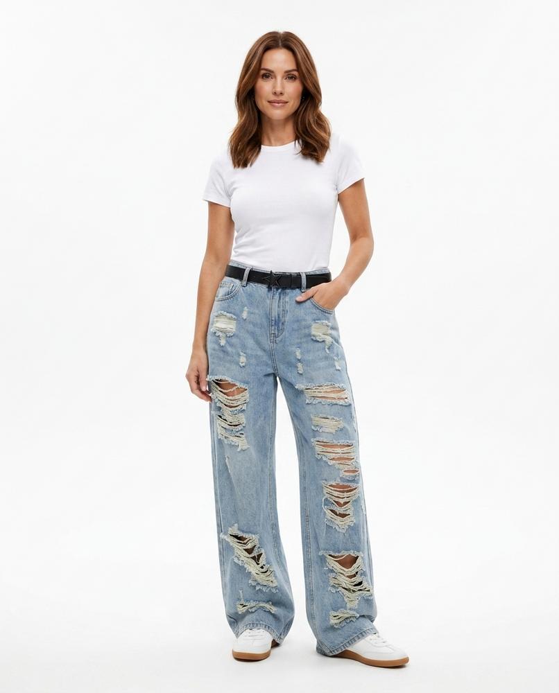 Heidi Outlet - Kevar | Zerrissene Weit Geschnittene Hose Unisex