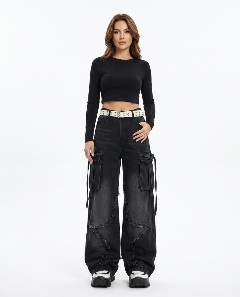 Heidi Outlet - Arvan | Weit Geschnittene Ausgefranste Hose Unisex