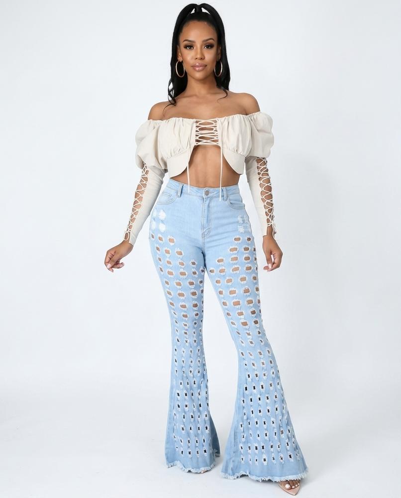 Heidi Outlet - Lomin | Ausgestellt Gelocht Hose Damen