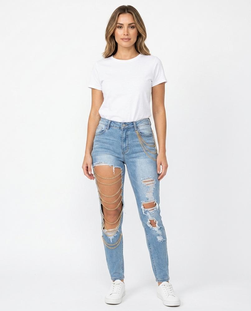 Heidi Outlet - Alsen | Kettenverzierte Baumwoll Hose Damen