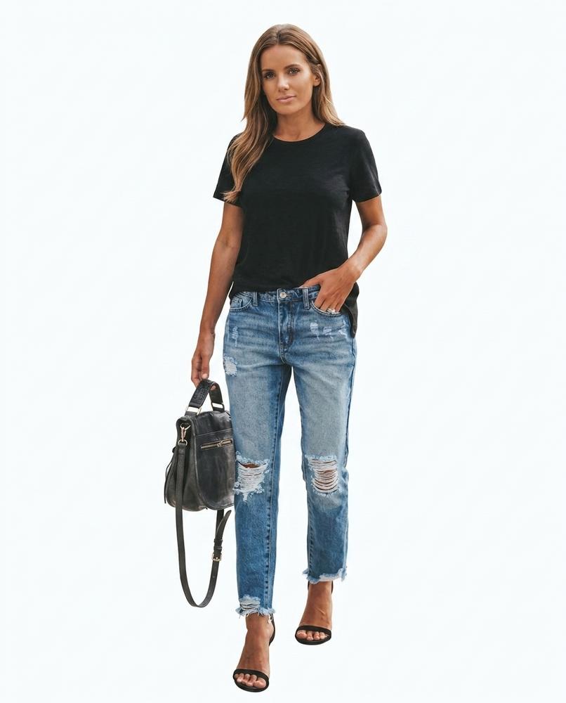 Heidi Outlet - Keram | Zerrissene Knöchellange Hose Damen