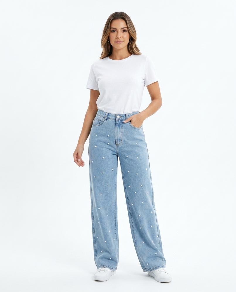 Heidi Outlet - Lelan | Perlenbesetzte Weit Geschnittene Hose Damen