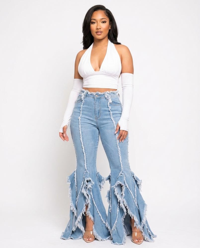Heidi Outlet - Alhal | Ausgestellte Gefranste Hose Damen