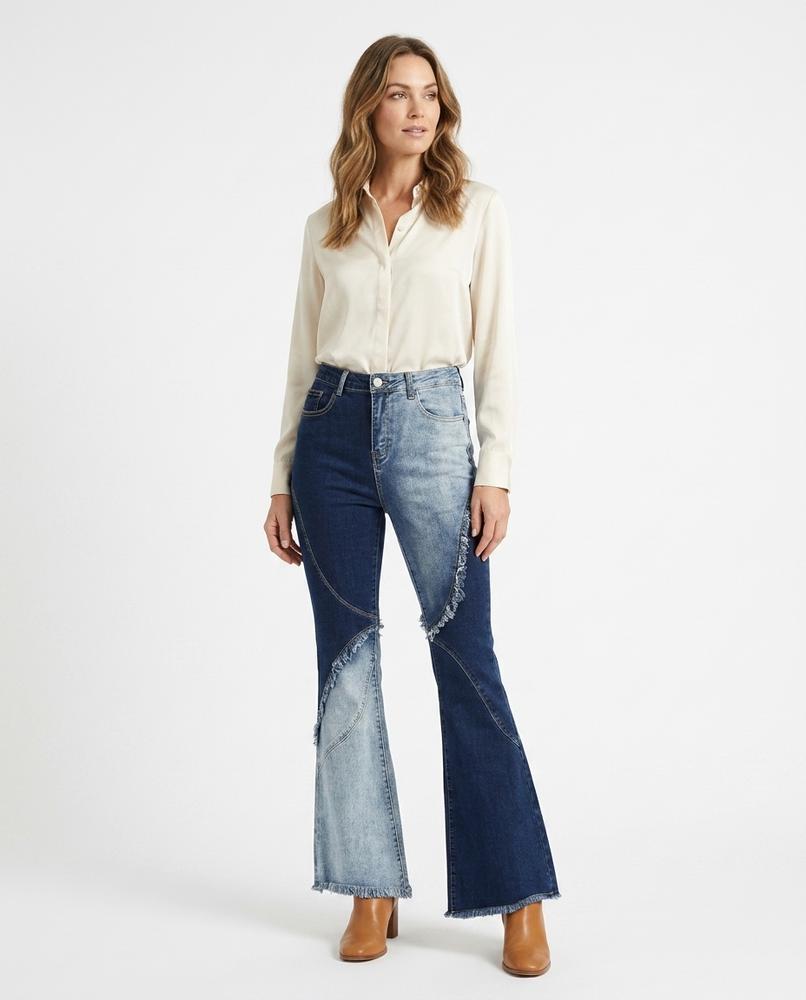 Heidi Outlet - Ramer | Zweifarbige Ausgestellte Hose Damen