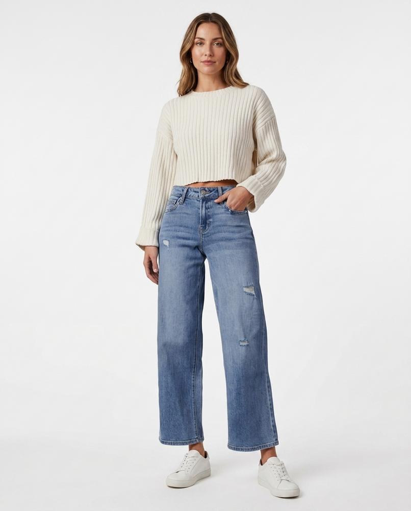 Heidi Outlet - Aldan | Verkürzte Used-Look Hose Damen