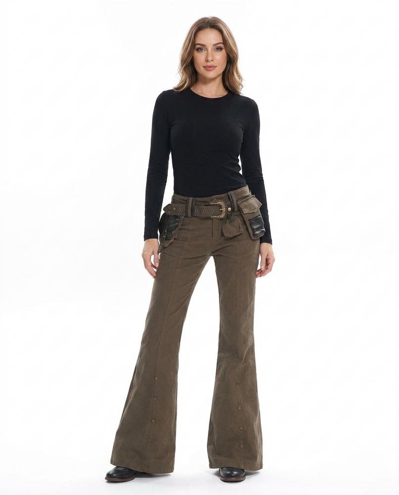 Heidi Outlet - Lyron | Ausgestellte Nietenbesetzte Hose Damen