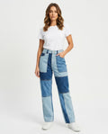 Heidi Outlet - Arlin | Gerade Geschnittene Patchwork Hose Damen