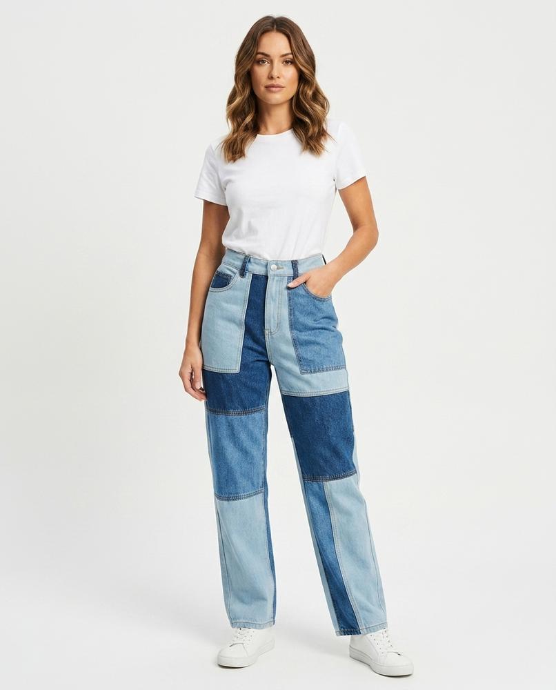 Heidi Outlet - Arlin | Gerade Geschnittene Patchwork Hose Damen