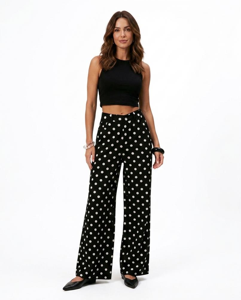 Heidi Outlet - Aldar | Weitgeschnittene Gepunktete Hose Damen