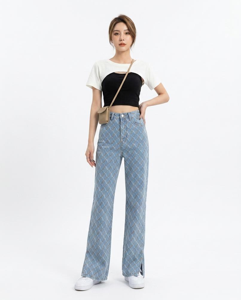 Heidi Outlet - Zeken | Gemusterte Ausgestellte Hose Damen