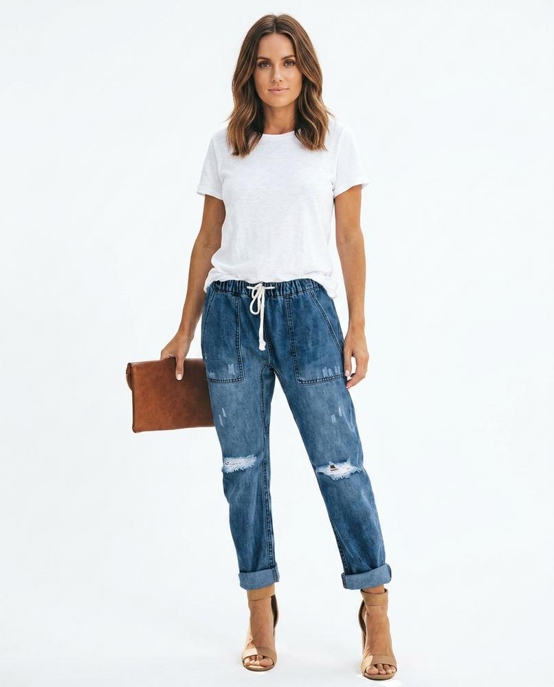 Heidi Outlet - Nidar | Locker Geschnittene Zerrissene Hose Damen