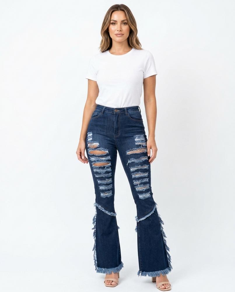 Heidi Outlet - Sanal | Zerrissene Ausgestellte Hose Damen