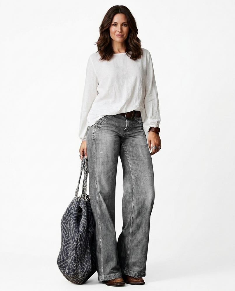 Heidi Outlet - Miral | Weitgeschnittene Denim Hose Damen