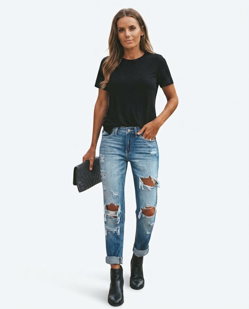 Heidi Outlet - Milor | Zerrissene Gewaschene Hose Damen