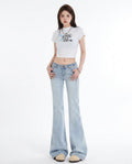 Heidi Outlet - Lanal | Niedrig Geschnittene Ausgestellte Hose Damen