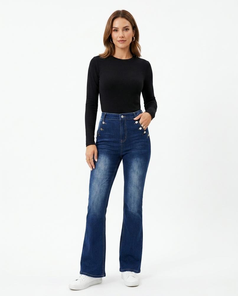 Heidi Outlet - Kamor | Hochgeschnittene Ausgestellte Hose Damen