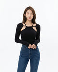 Heidi Outlet - Yoser | Ausgeschnittenes Langärmliges Top Damen