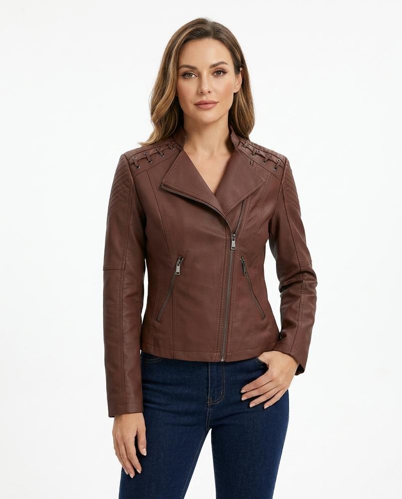 Heidi Outlet - Maron | Asymmetrisch Tailliert Jacke Damen