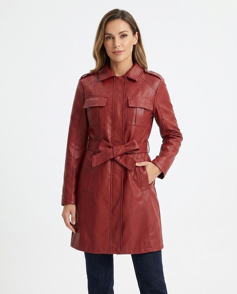 Heidi Outlet - Nodar | Taillierter Kunstlederner Mantel Damen