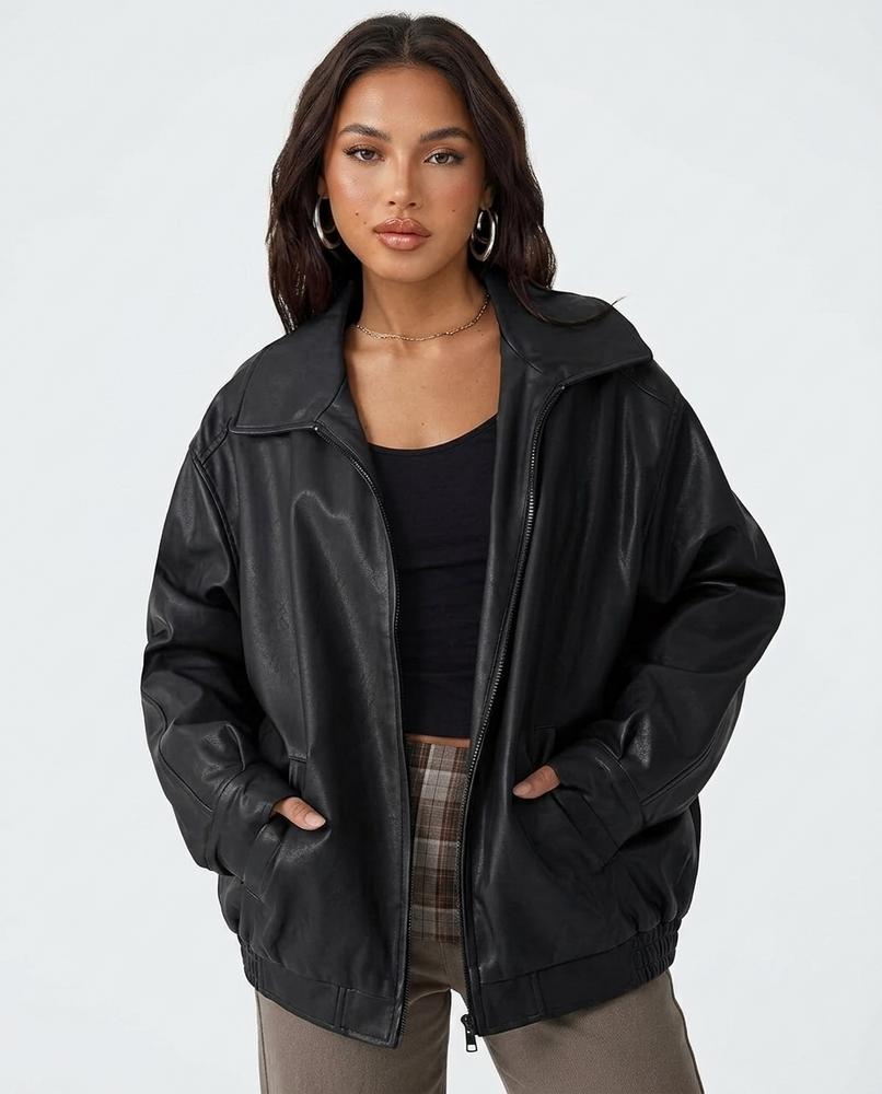 Heidi Outlet - Raven | Weit Geschnittene Glatte Jacke Damen