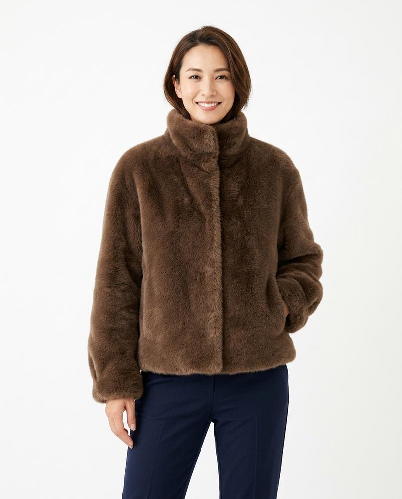 Heidi Outlet - Rirev | Plüsch Stehkragen Jacke Damen