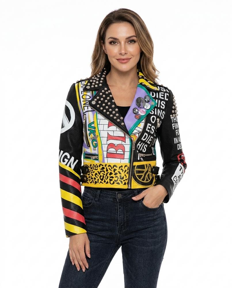 Heidi Outlet - Lonav | Nietebesetzte Bedruckte Jacke Damen