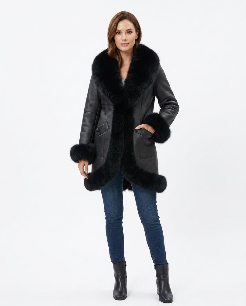 Heidi Outlet - Keser | Pelzbesetzter Glatter Mantel Damen