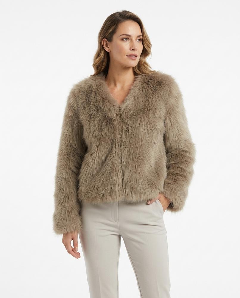 Heidi Outlet - Sasen | Flauschige Kragenlose Jacke Damen