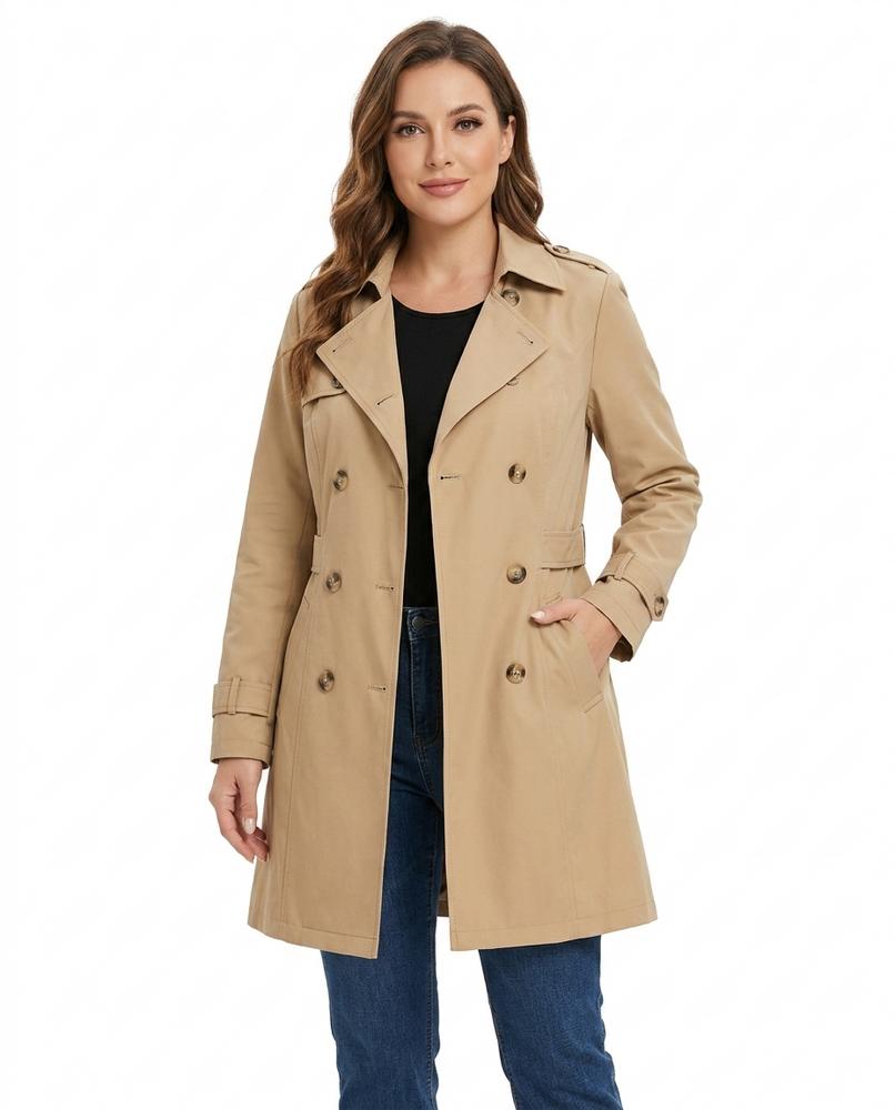 Heidi Outlet - Selen | Mittellanger Zweireihiger Mantel Damen
