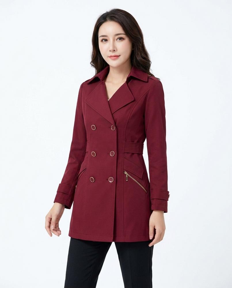 Heidi Outlet - Selen | Mittellanger Zweireihiger Mantel Damen
