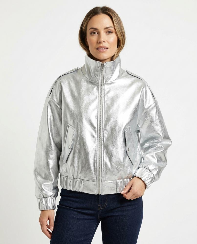 Heidi Outlet - Mikar | Metallische Locker geschnittene Jacke Damen