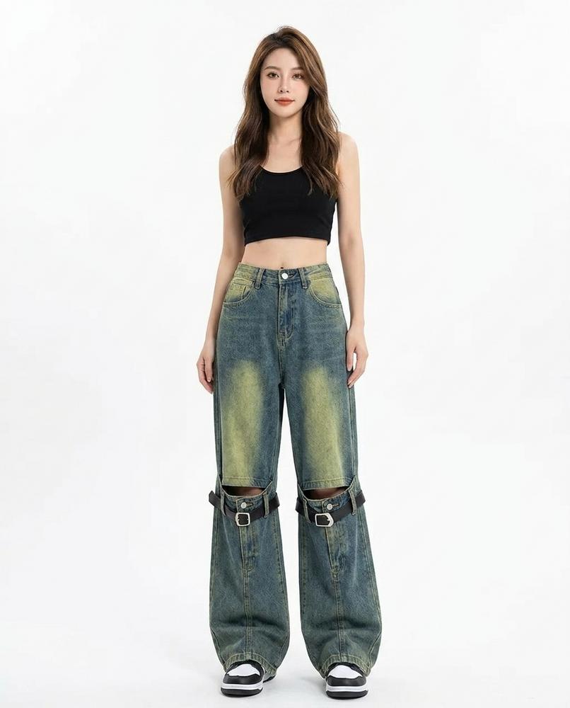 Heidi Outlet - Almar | Gewaschene Ausgeschnittene Hose Damen