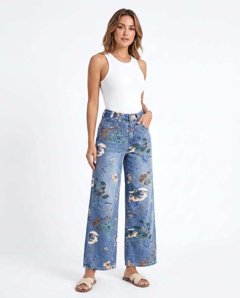 Heidi Outlet - Nisan | Weitgeschnittene Gemusterte Hose Damen