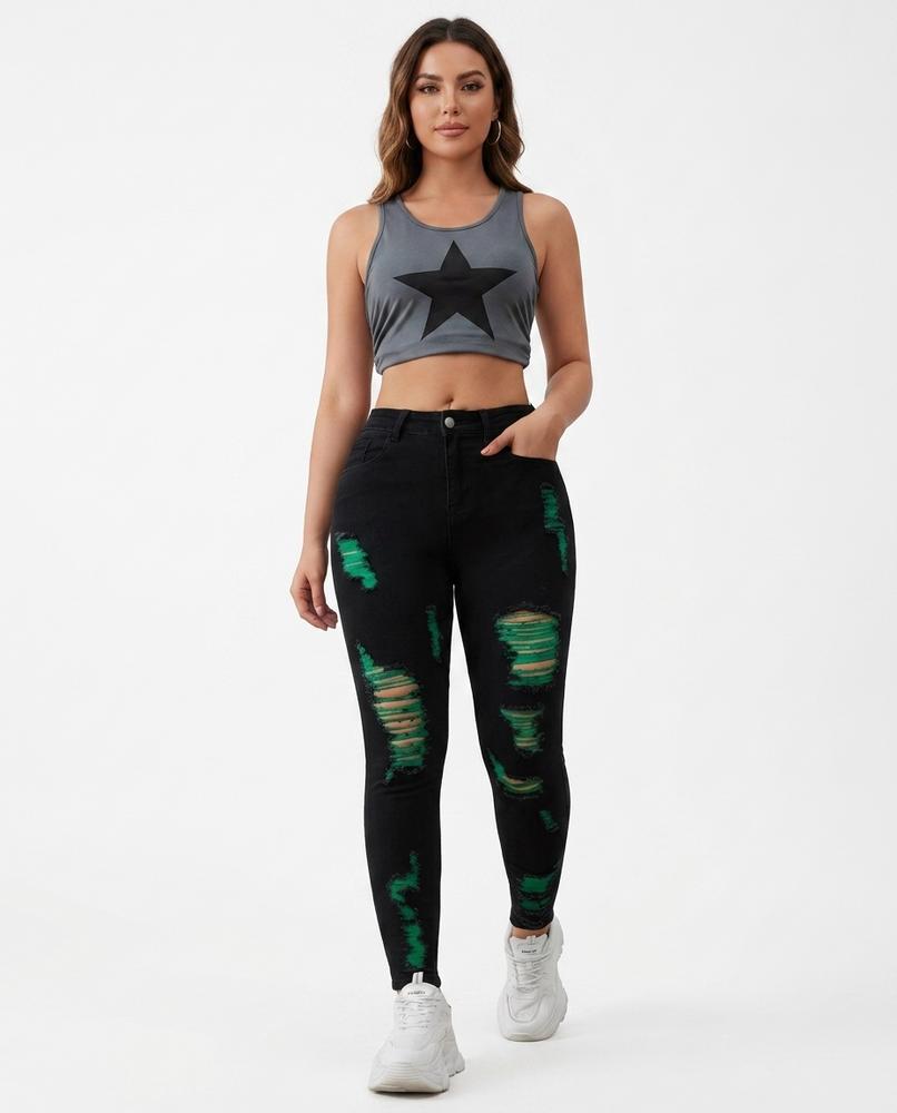 Heidi Outlet - Taver | Enganliegende Zerrissene Hose Damen