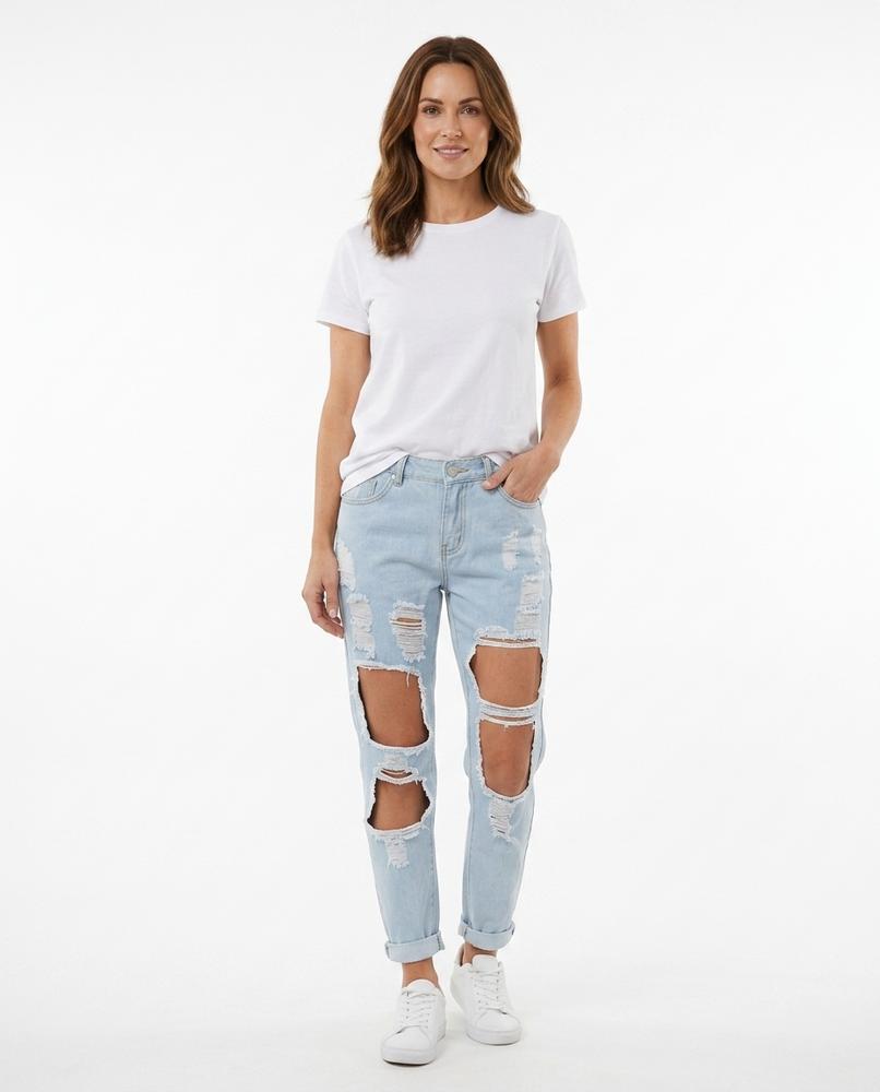 Heidi Outlet - Lenor | Zerrissene Hochgeschnittene Hose Damen