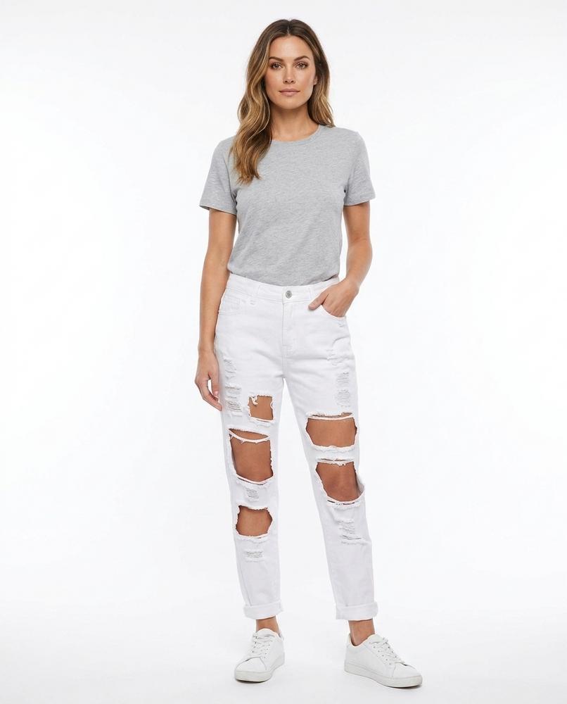 Heidi Outlet - Lenor | Zerrissene Hochgeschnittene Hose Damen
