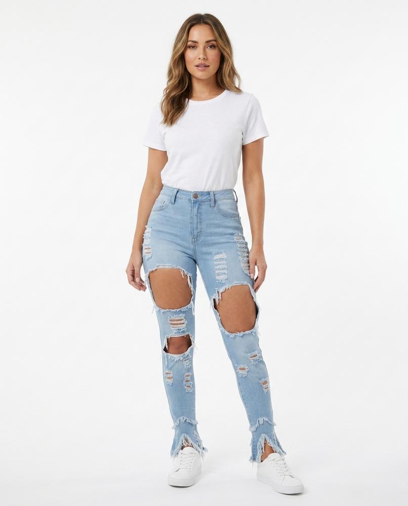 Heidi Outlet - Misel | Enganliegende Zerrissene Hose Damen