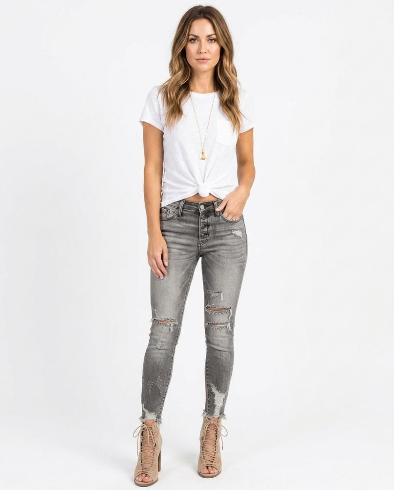 Heidi Outlet - Leser | Zerrissene Hochgeschnittene Hose Damen