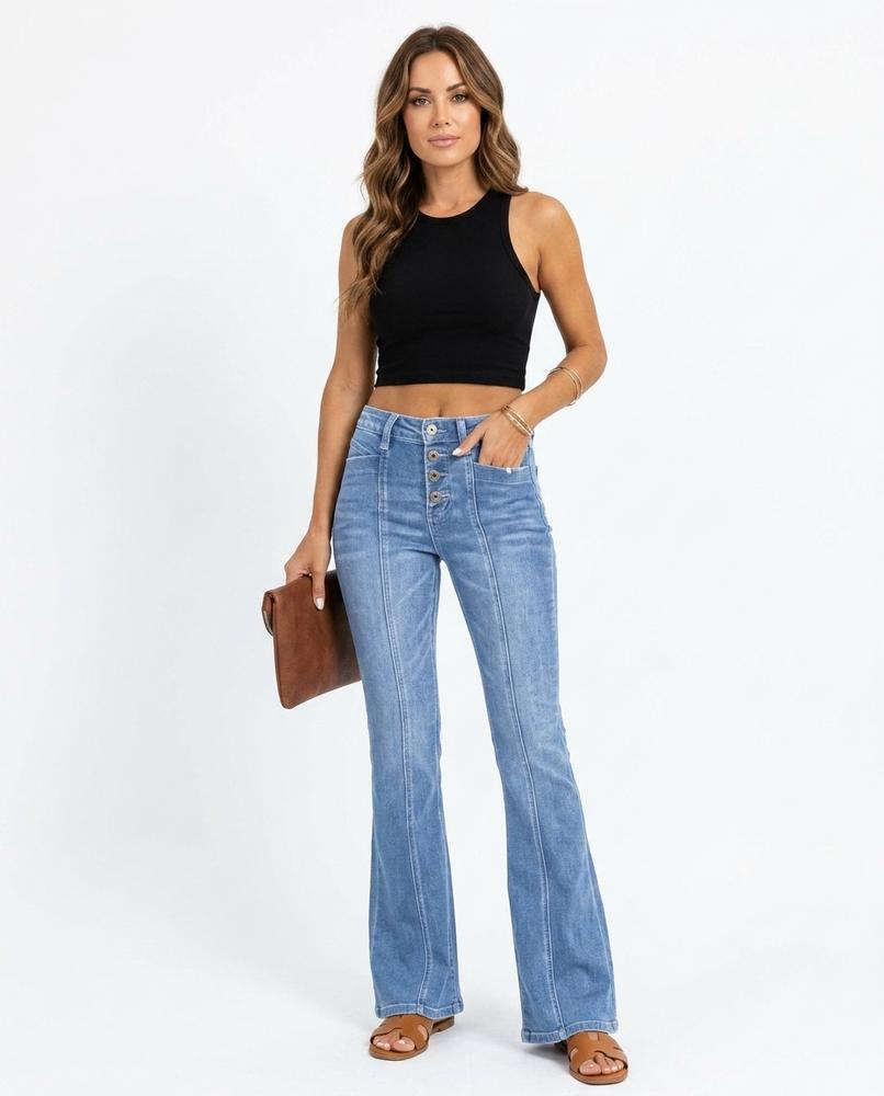 Heidi Outlet - Aldan | Gesäumte Ausgestellte Hose Damen